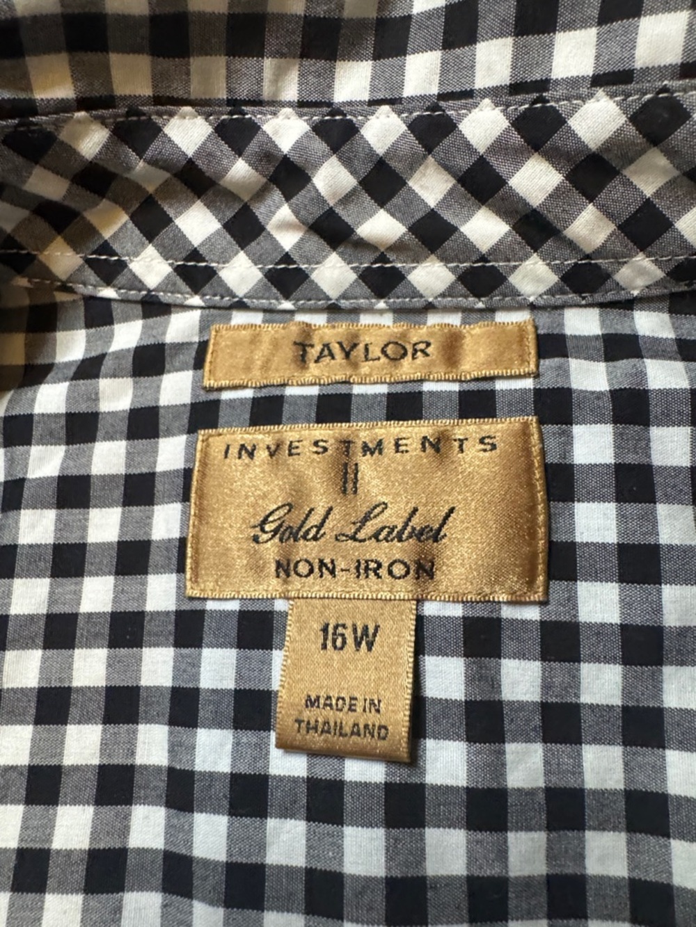 Gold Label Investments Classic Black & White Gingham Button-Up Top Size 16W - Picture 8 of 10